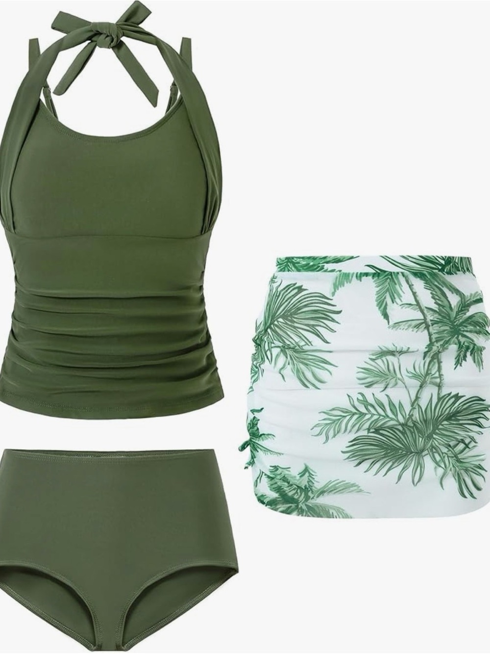 Girls Olive Green Halter Tankini 3 piece set!Great for outdoor activities & vaca